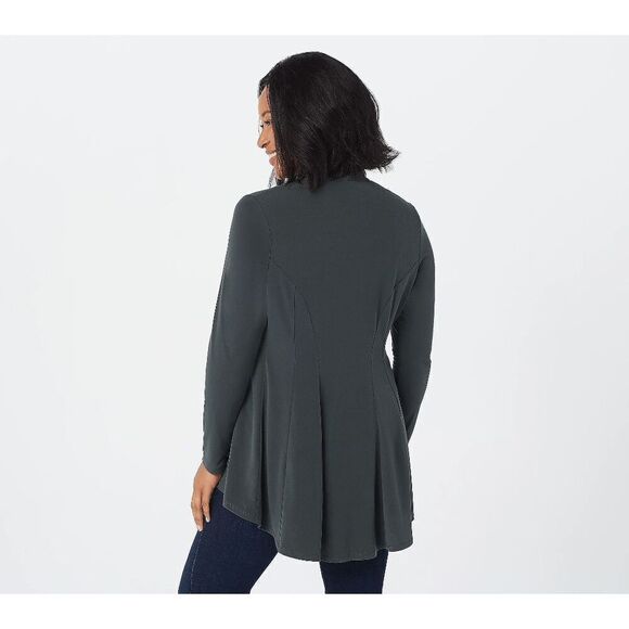 Susan Graver Womens 3X Liquid Knit Open Front Cardigan Green Long Sleeve NWT - Picture 7 of 7